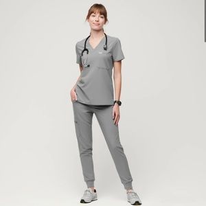 Figs Deep Space Gray Set Catarina Scrub Top XS and Zamora Jogger Pants SP - NWT
